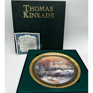 Vtg Thomas Kinkade Victorian Christmas II Collector Plate Box COA Core Decor '01